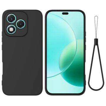 For Honor 400 Lite Black Liquid Silicone Dropproof Phone Case Global - 1