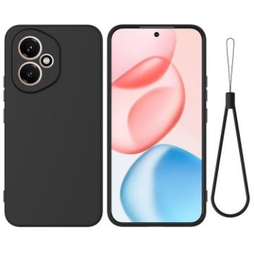 For Honor 400 Black Liquid Silicone Dropproof Phone Case 156.5mm - 1