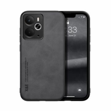 Realme 14 Magnetic Leather Back Phone Case - Dark Grey Skin Feel - 1
