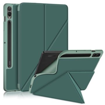 Samsung Galaxy Tab S9+ Dark Green Cloth Texture Leather Case - 1