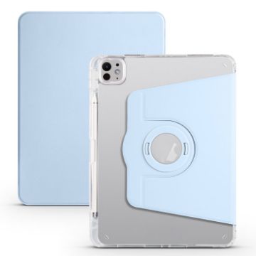 iPad Pro 13 2024 Clear Acrylic 360 Rotation Leather Case - Ice Blue - 1