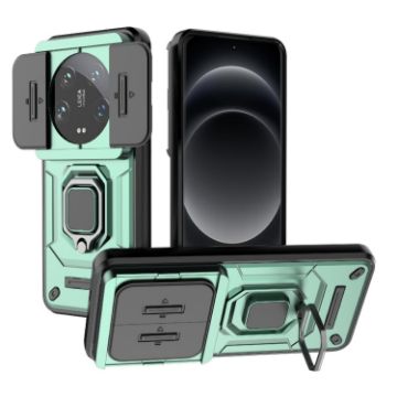Xiaomi 14 Ultra Green Shockproof Case with Holder - Camshield TPU + PC - 1