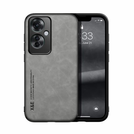 OPPO Reno11 F 5G Global Magnetic Leather Phone Case Light Grey - 1