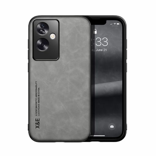 OPPO A2 Light Grey Magnetic Leather Back Phone Case - Skin Feel - 1