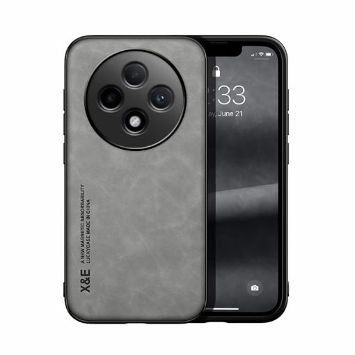OPPO Reno12 F 5G Light Grey Magnetic Leather Phone Case Skin Feel - 1