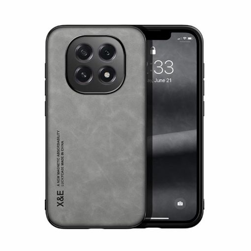 OPPO A5 5G Global Magnetic Leather Phone Case - Light Grey - 1