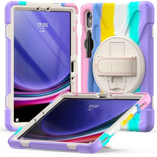 Galaxy Tab S10 FE/S9 FE/S9/S8/S7 Rugged Tablet Case - Colorful Pink - 1