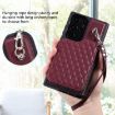 Samsung Galaxy S23 Ultra 5G Red Grid Texture Card Bag Case with Lanyard - 6
