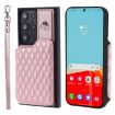Samsung Galaxy S23 Ultra 5G Rose Gold Grid Texture Case with Lanyard - 1