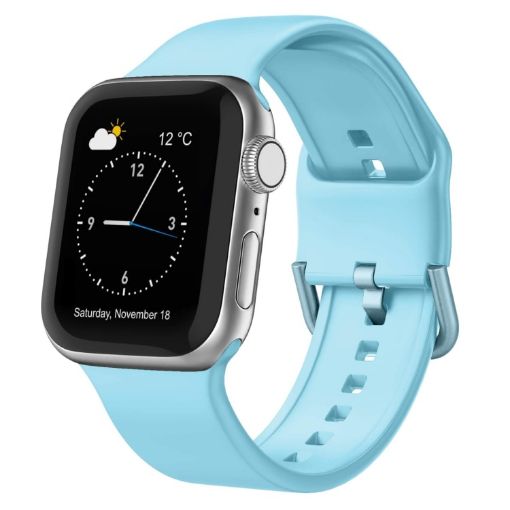 Apple Watch Series 8 41mm Light Blue Silicone Pin Buckle Band - 1