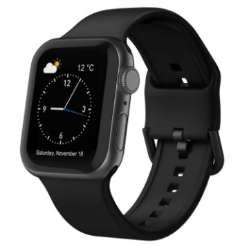 Apple Watch Series 7 41mm Black Silicone Pin Buckle Band - 1