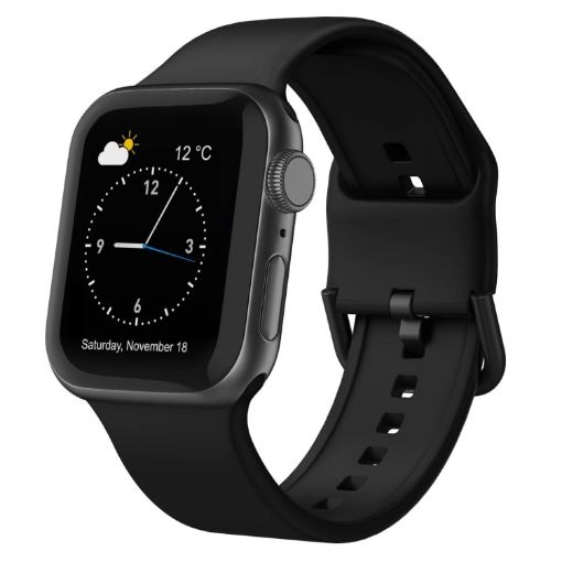 Apple Watch Series 7 41mm Black Silicone Pin Buckle Band - 1