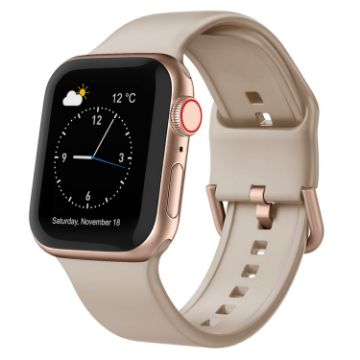 Apple Watch SE 44mm Silicone Band, Pin Buckle - Milk Tea Color - 1