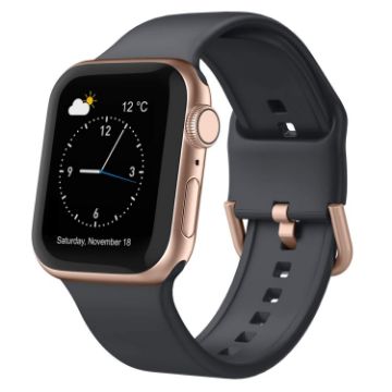 Apple Watch Series 6 40mm Dark Grey Silicone Pin Buckle Band - 1