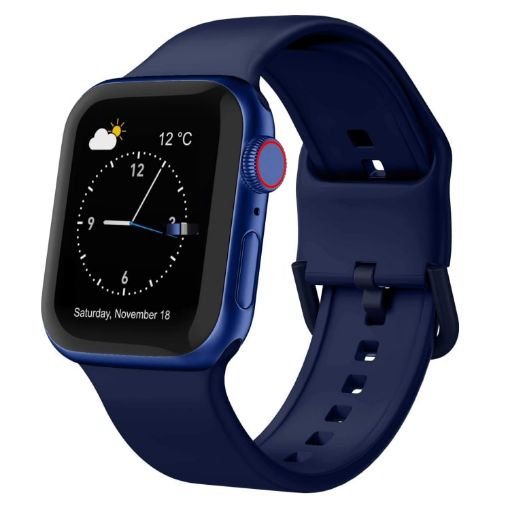 Apple Watch Series 6 40mm Silicone Band, Midnight Blue Pin Buckle - 1