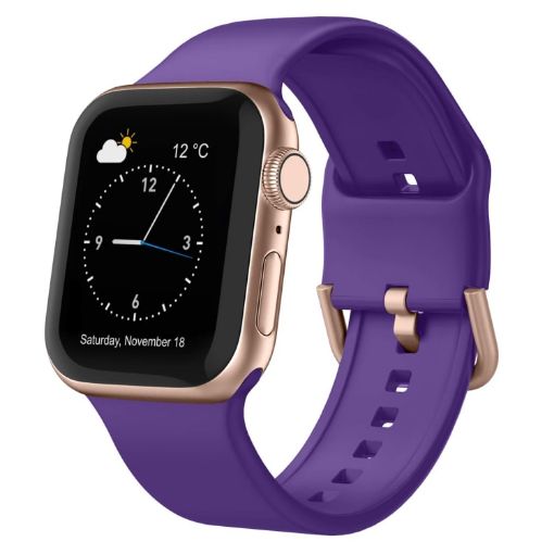 Apple Watch Series 6 44mm Purple Silicone Band Pin Buckle - 1