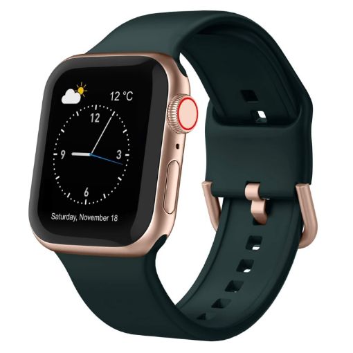 Apple Watch Series 5 40mm Dark Green Silicone Band Pin Buckle - 1