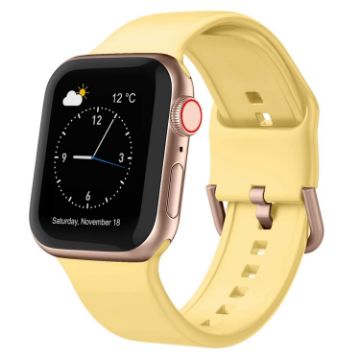 Apple Watch Series 9 45mm Yellow Silicone Pin Buckle Band - 1