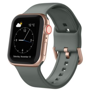 Apple Watch SE 2023 44mm Olive Silicone Band with Pin Buckle - 1