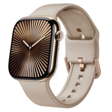 Apple Watch Series 10 46mm Silicone Band, Pin Buckle (Milk Tea) - 1