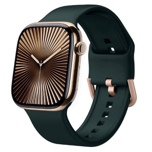 Apple Watch Series 10 46mm Dark Green Silicone Band Pin Buckle - 1