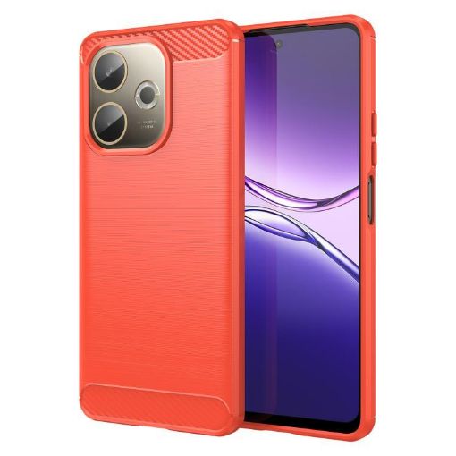 OPPO A5 Energy 5G Red TPU Phone Case - Carbon Fiber Brushed Texture - 1