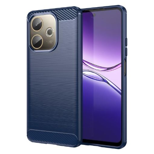 OPPO A5 Energy 5G Blue TPU Phone Case - Carbon Fiber Brushed Texture - 1