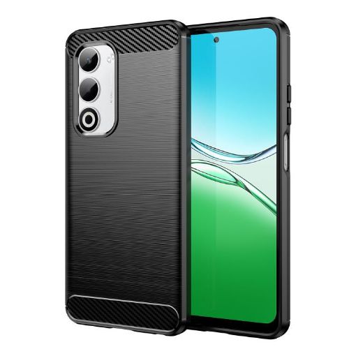 OPPO A5 5G Black Carbon Fiber Brushed Texture TPU Phone Case - 1