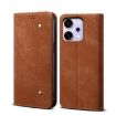 OPPO Reno14 5G Brown Denim Texture Flip Leather Case - Global Style - 1