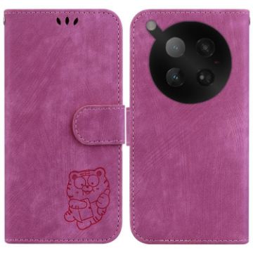 Infinix Zero 40 4G/5G Rose Red Little Tiger Embossed Leather Case - 1