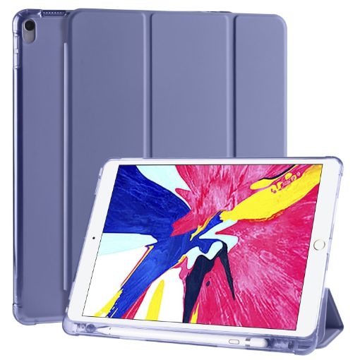 iPad Pro/Air 10.5" Lavender Purple PU Leather Case with Holder & Pen Slot - 1