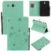 Samsung Galaxy Tab E9.6 T560 Green Cat Bee Embossed Leather Case - 1