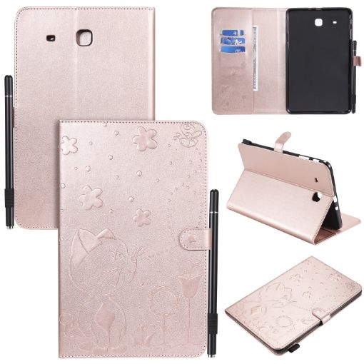 Samsung Galaxy Tab E9.6 T560 Rose Gold Shockproof Leather Case - 1