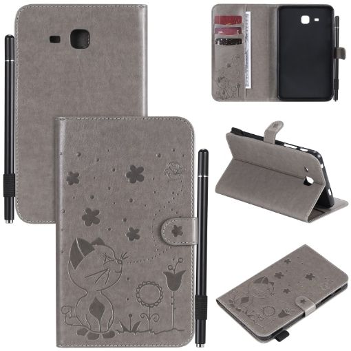 Samsung Galaxy Tab A7.0 (2016) T280 Grey Leather Case with Card Slots - 1