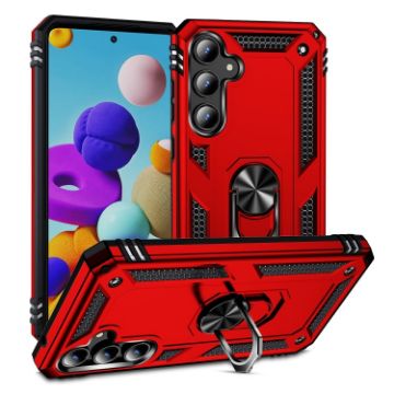 Samsung Galaxy A35 5G Shockproof Red TPU + PC Case with Holder - 1