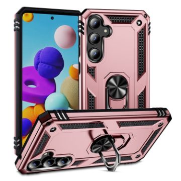 Samsung Galaxy A35 5G Shockproof Rose Gold Case with Holder TPU+PC - 1