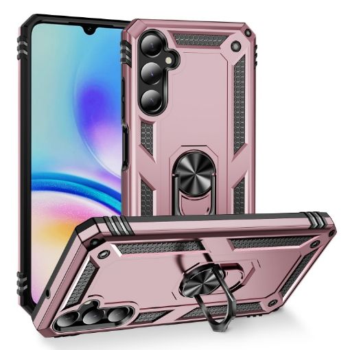 Samsung Galaxy A05s Shockproof Rose Gold Phone Case with Holder - 1