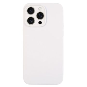 iPhone 15 Pro White Liquid Silicone Phone Case - Pure Color Fine Pore - 1