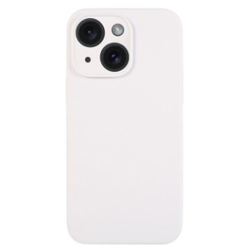 iPhone 15 White Liquid Silicone Phone Case - Pure Color Fine Pore - 1