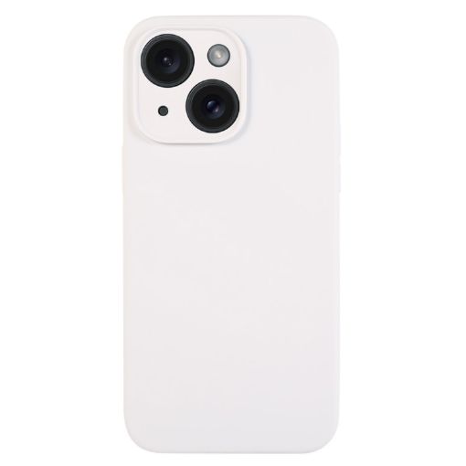 iPhone 15 White Liquid Silicone Phone Case - Pure Color Fine Pore - 1