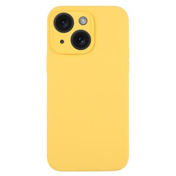 iPhone 15 Yellow Liquid Silicone Phone Case - Pure Color Fine Pore - 1