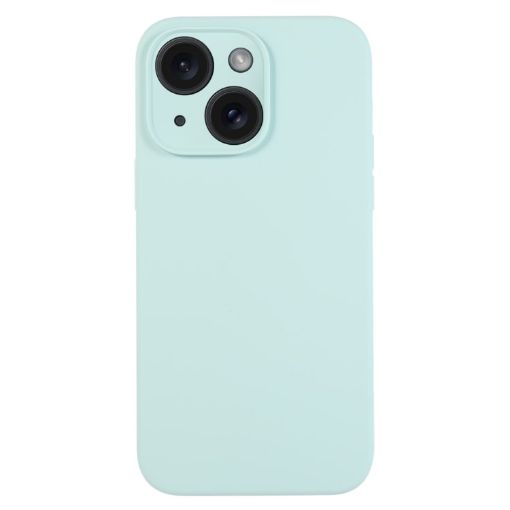 iPhone 15 Turquoise Liquid Silicone Phone Case - Pure Color Fine Pore - 1