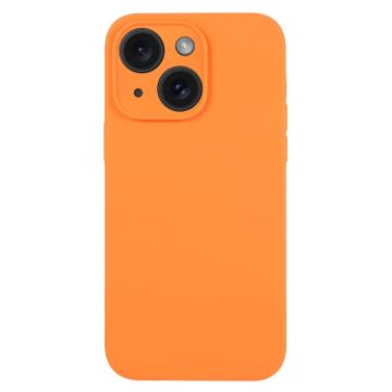 iPhone 15 Orange Liquid Silicone Phone Case - Pure Color Fine Pore - 1