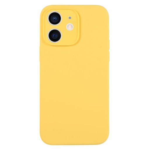 iPhone 12 Yellow Liquid Silicone Phone Case - Pure Color Fine Pore - 1