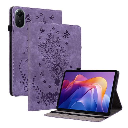 Redmi Pad 2/SE 11 2025 Purple Butterfly Rose Leather Tablet Case - 1