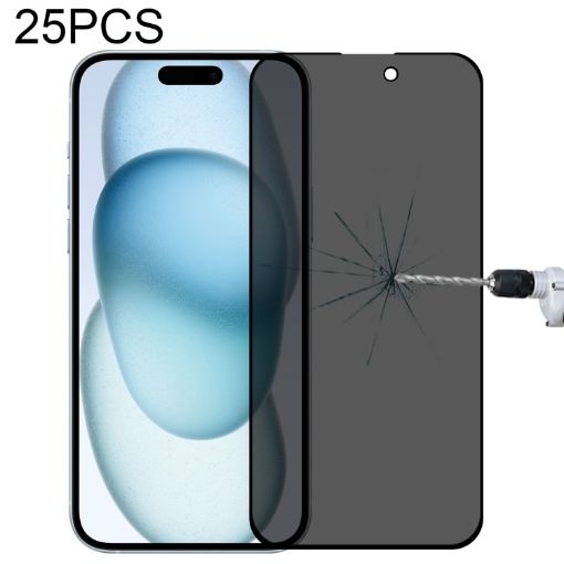 iPhone 15 Pro/15 25pcs Anti-spy Full Cover Tempered Glass Screen Film - 1