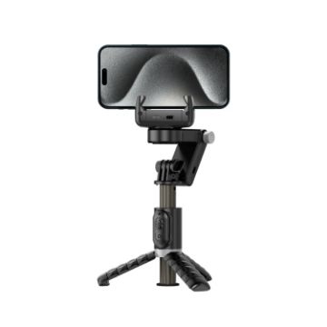 Q18 Black Desktop Gimbal Stabilizer with Fill Light & Selfie Stick - 1