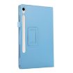 Samsung Galaxy Tab S9 Sky Blue Litchi Leather Case with Holder - 2