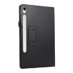 Samsung Galaxy Tab S9+/S10+ Litchi Leather Case with Holder - Black - 2