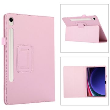 Samsung Galaxy Tab S9+/S10+ Pink Litchi Leather Tablet Case with Holder - 1